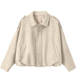 Women's Classic Cream Bomber Jacket